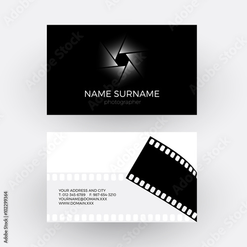 Vector diaphragm and camera roll, concept of photographer. Busin