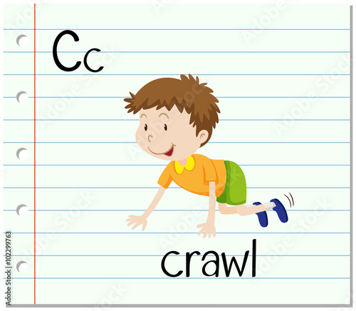 Flashcard letter C is for crawl