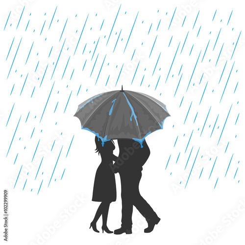 Lovers under an umbrella