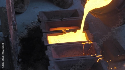 Lost wax bronze casting in a foundry