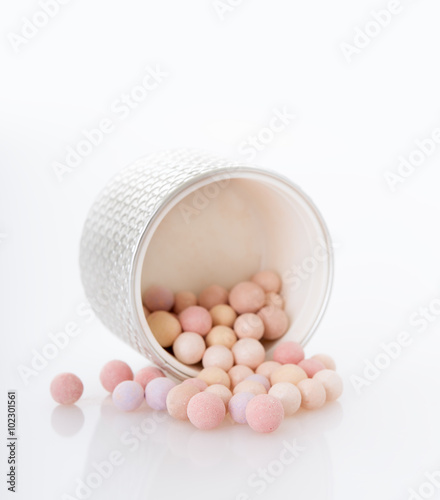 Powder balls in jar