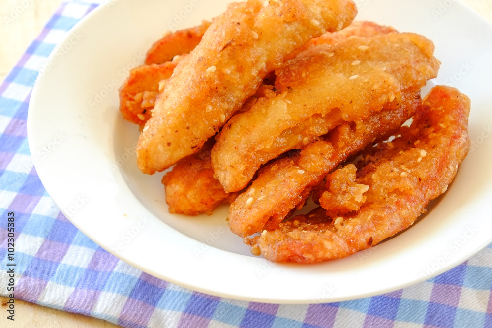 Thai snack sweetened fried banana fritters Thai snack sweetened fried banana fritters