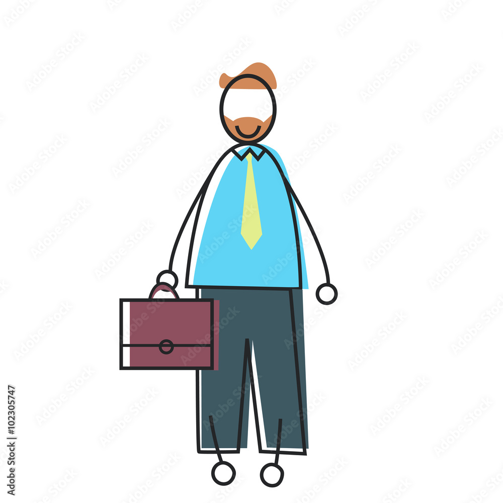 Businessman Hold Briefcase Business Man Sketch Vector Illustration ...