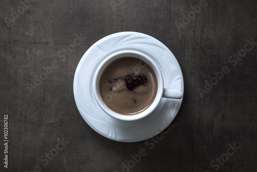 Coffee Cup on Wooden Table Background