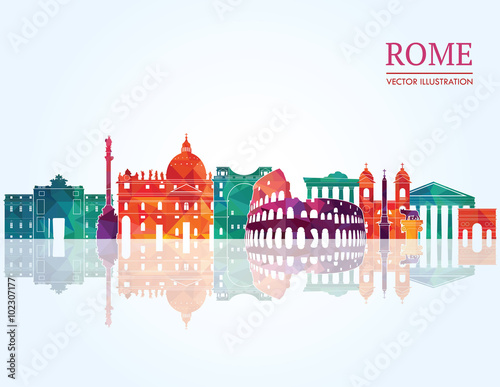 Rome skyline detailed silhouette. Vector illustration