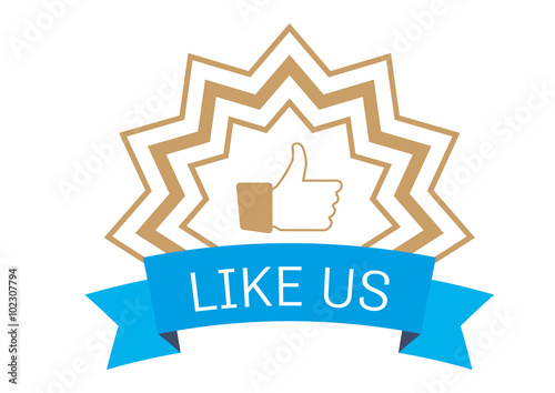 Social Media Stamp with banner and like hand
