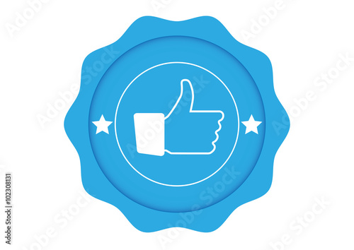 Social Media Seal with two stars and a like hand