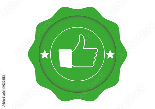 Social Media Seal with two stars and a like hand photo