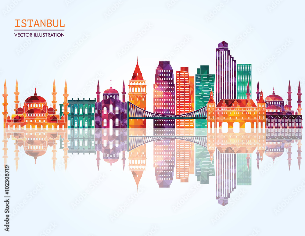Fototapeta premium Istanbul detailed skylines. vector illustration