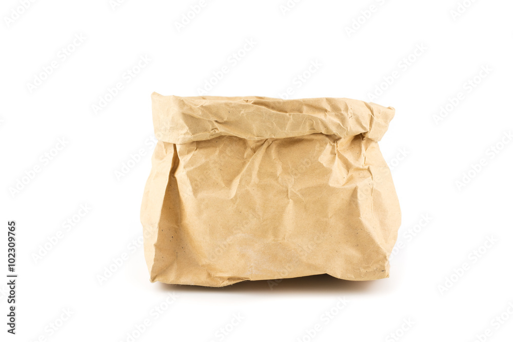 wrinkle brow paper bag isolated white background wrinkle brow paper bag isolated white background