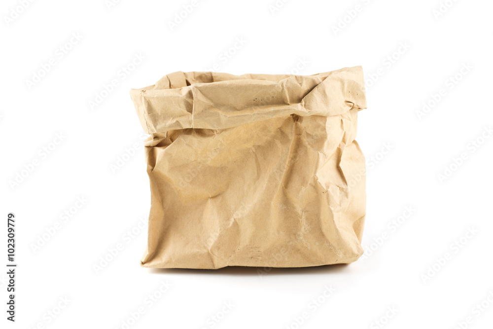 wrinkle brow paper bag isolated white background wrinkle brow paper bag isolated white background