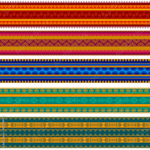 Henna Banner/ Border, Henna inspired Colourful Border - very elaborate and easily editable