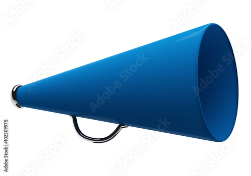 Blue megaphone isolated on white background