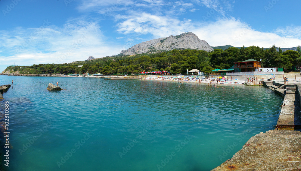 Beautiful seaside promenade in the mountains 