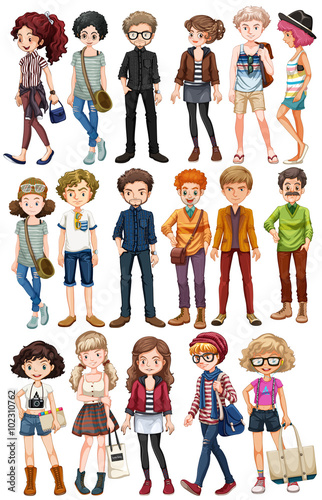 Hipster people in fashionable clothes