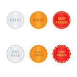 set golden and red labels 