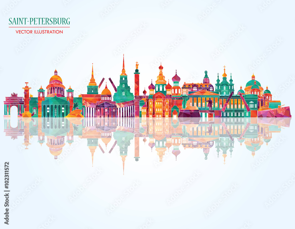 Saint Petersburgh detailed skylines. vector illustration