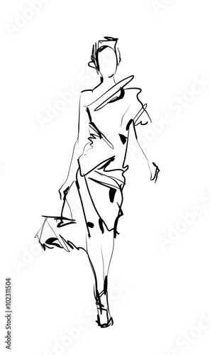 Fashion model. Sketch.
