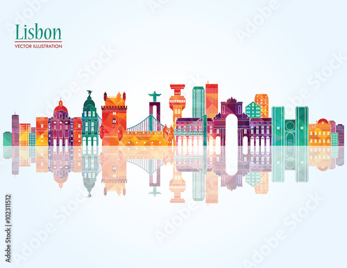 Lisbon skyline. Vector illustration