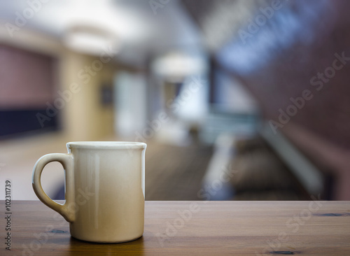 mug on wooden table