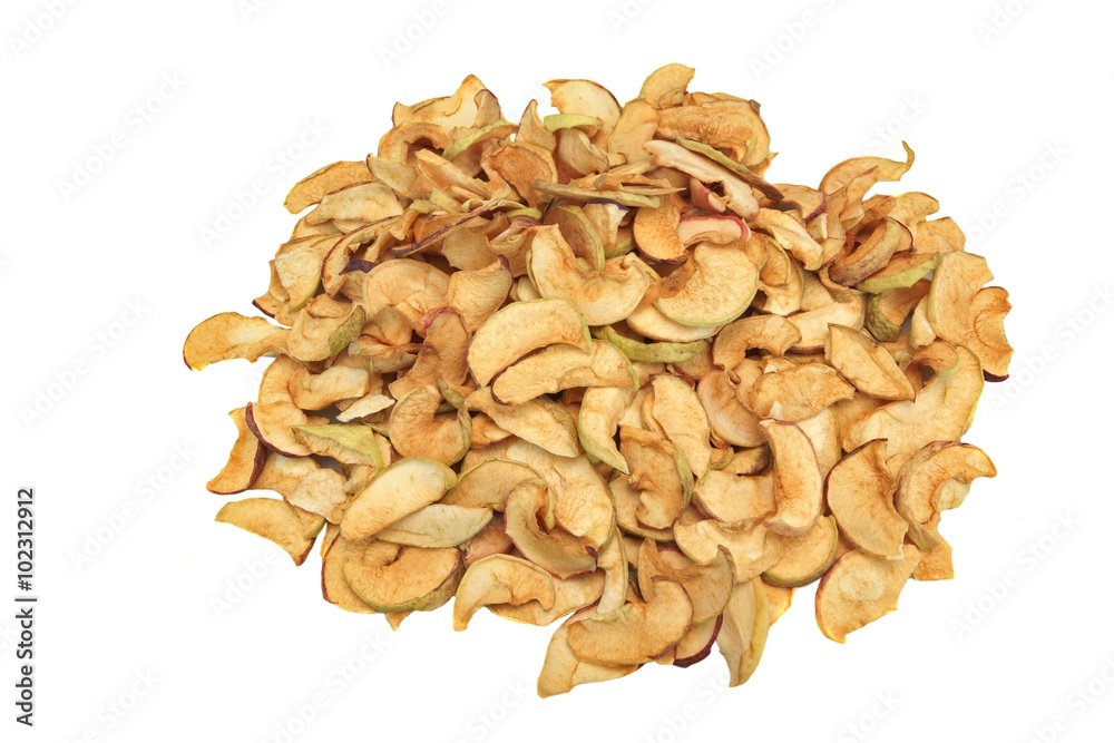 Dried Apples Slice In A Heap Isolated On White Background Dried Apples Slice In A Heap Isolated On White Background