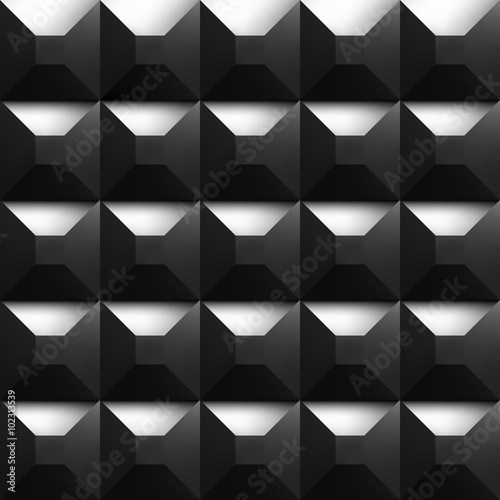 Black soundproofing foam background with light. Vector art.