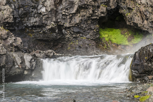 Icelandic landscape. Waterfall.  Iceland. August.
