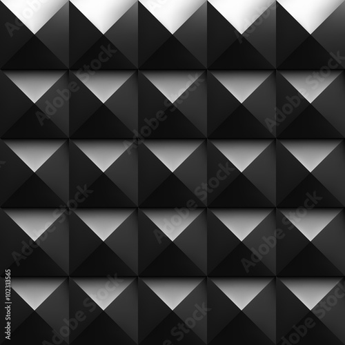 Black soundproofing foam background with light. Vector art.