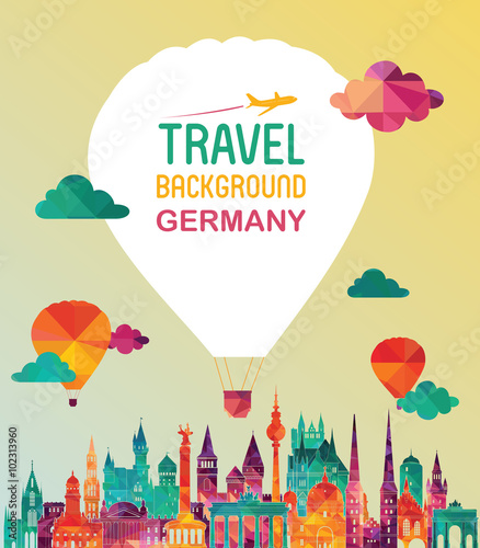 Germany famous landmarks skyline. Vector illustration
