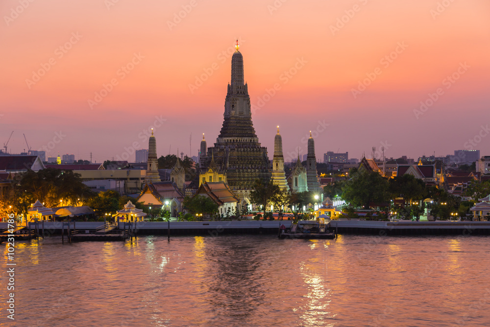 Wat Arun Temple Bangkok Thailand at sunset