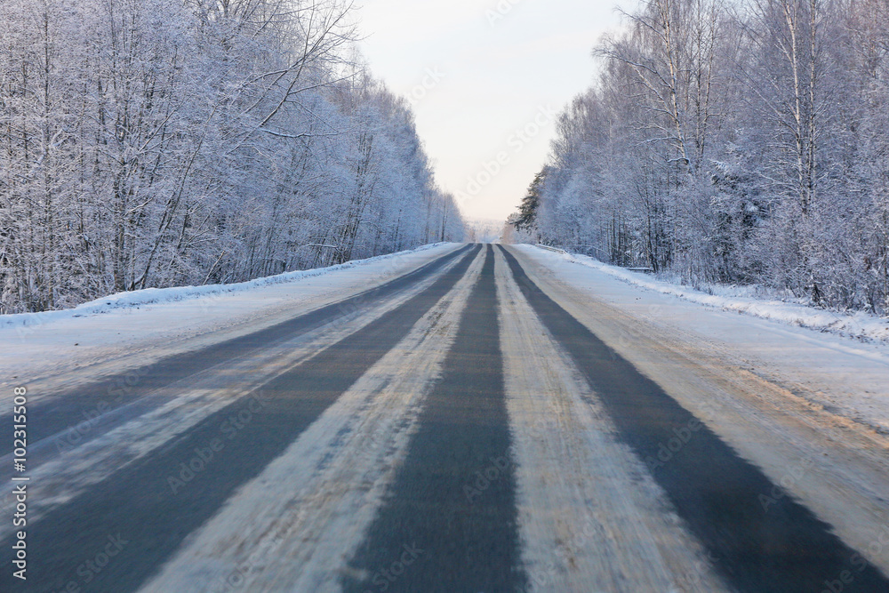 Snowy winter road Snowy winter road