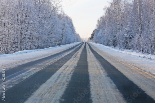 Snowy winter road © sergeevspb
