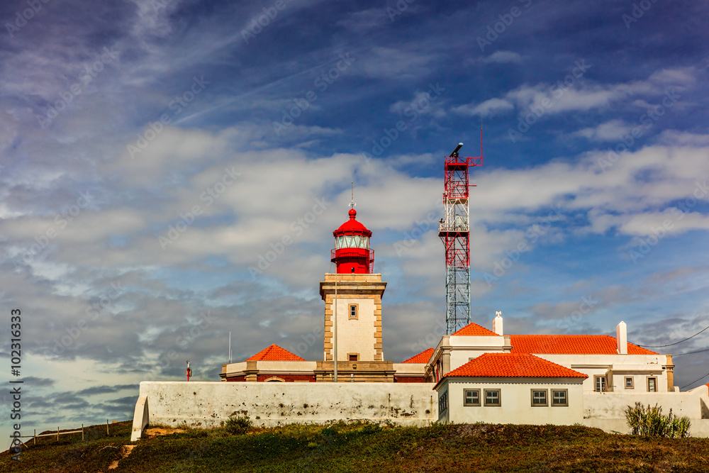 Old lighthouse at the Cabo da Roca in Portugal.