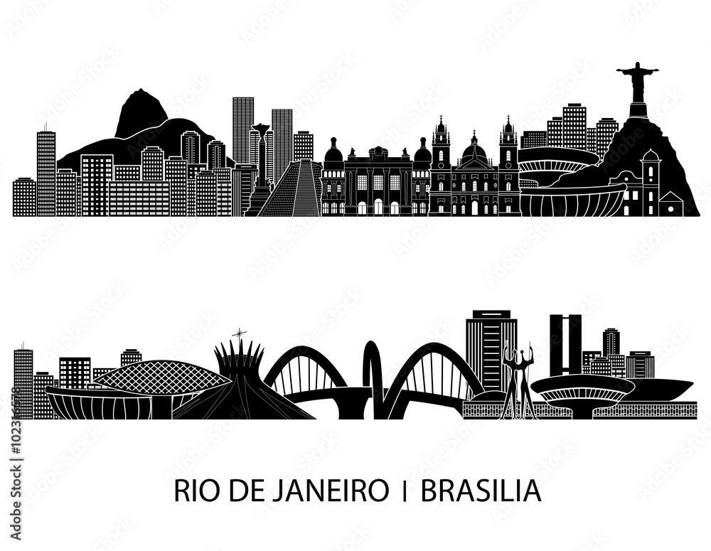 Rio De Janeiro skyline detailed silhouette. Vector illustration Stock  Vector | Adobe Stock