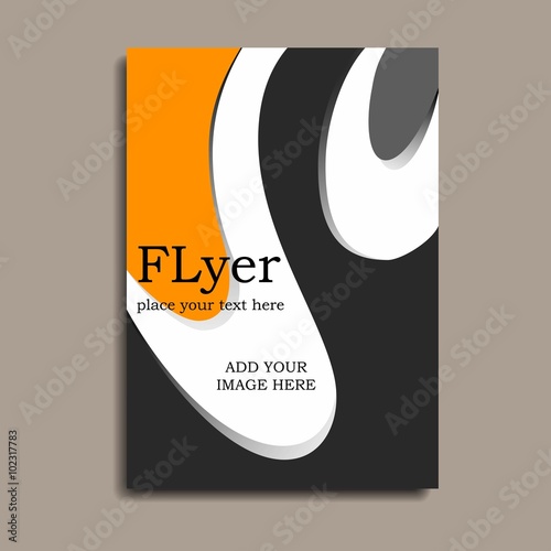 Flyer orange and black with space for image.