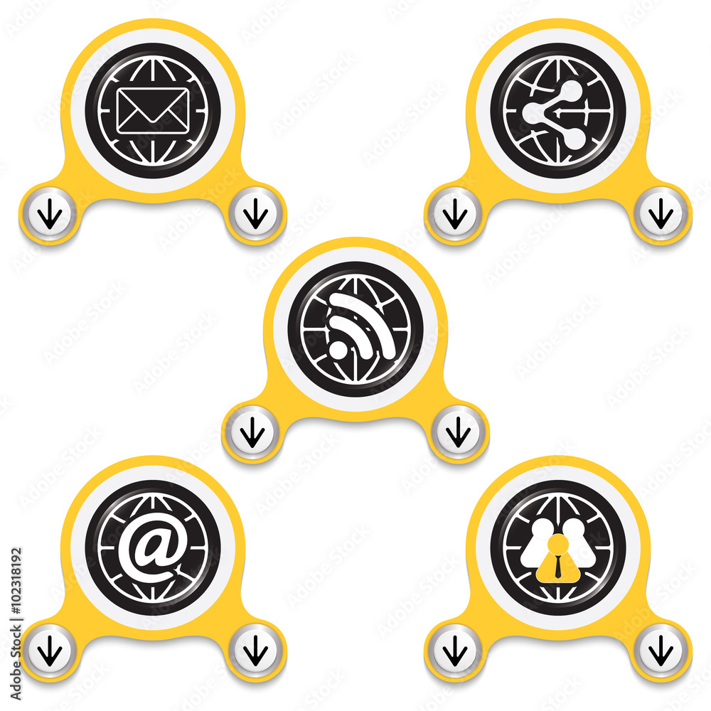 Yellow abstract icons and different symbols Yellow abstract icons and different symbols