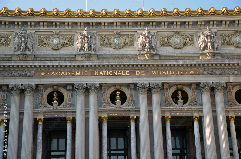 The Paris Opera or Garnier Palace.France. Opera House placed in Place de L'Opera. Designed by Charles Garnier in 1875. Neo Baroque Style. The Paris Opera or Garnier Palace.France. Opera House placed in Place de L'Opera. Designed by Charles Garnier in 1875. Neo Baroque Style.