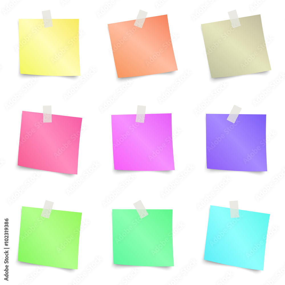 Colorful sticky note, vector illustration.
