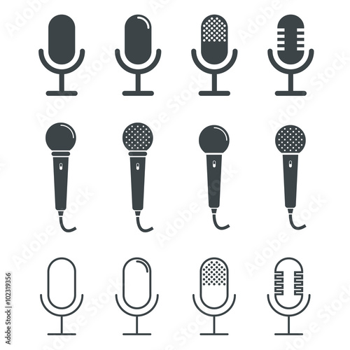 Microphone icons on white background. Vector illustration.
