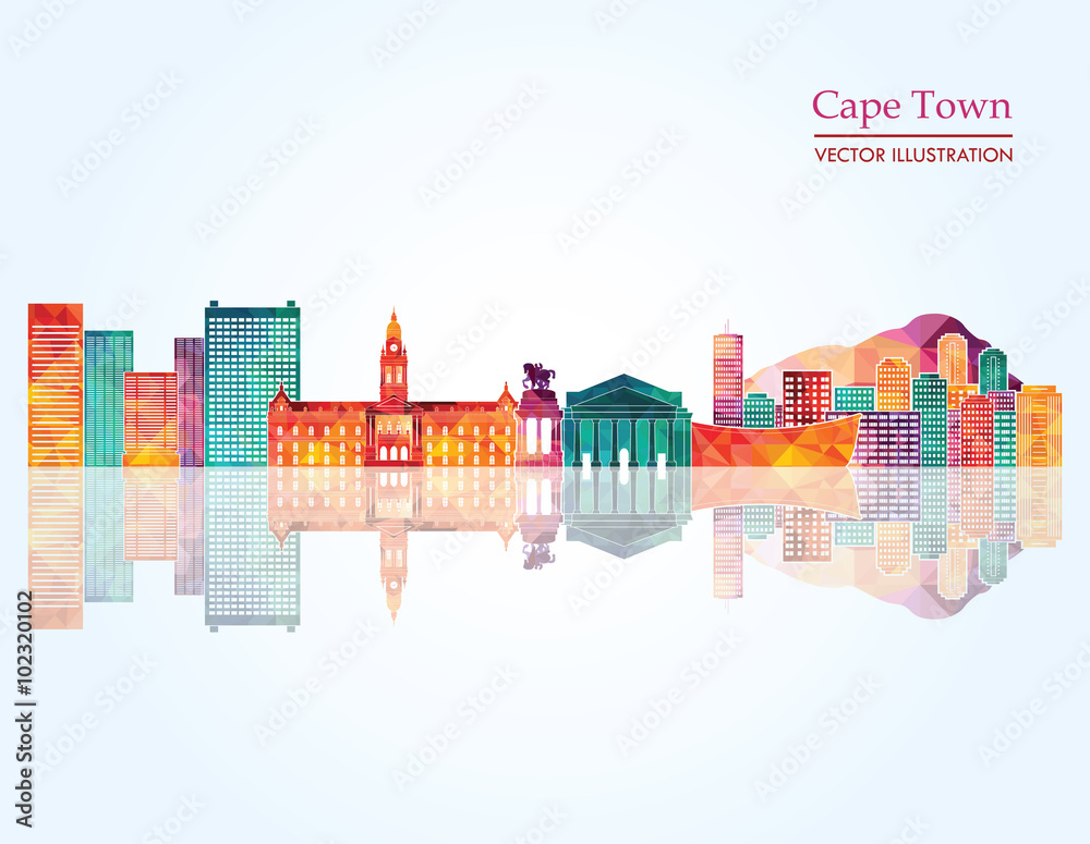 Cape Town detailed skyline. vector illustration