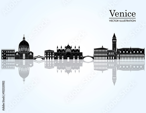 Venice detailed skyline. vector illustration