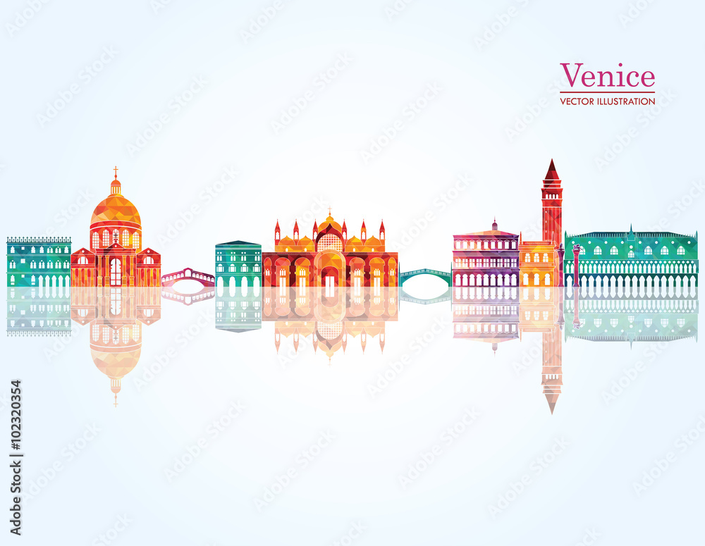Venice detailed skyline. vector illustration