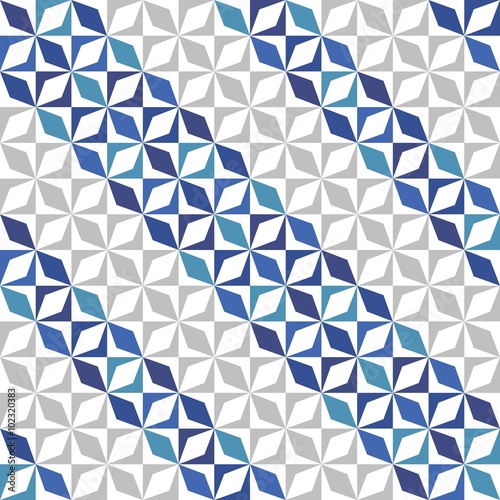 Blue Geometric Retro Seamless Pattern