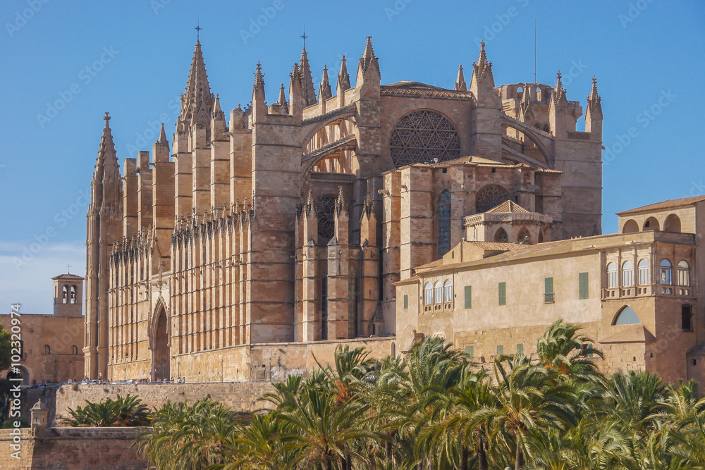 Ostseite der Kathedrale von Palma de Mallorca mit Rosette