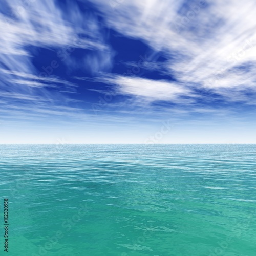 seascape, ocean and blue sky, the clouds over the sea © ustas