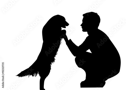 Spielender Hund mit Mensch