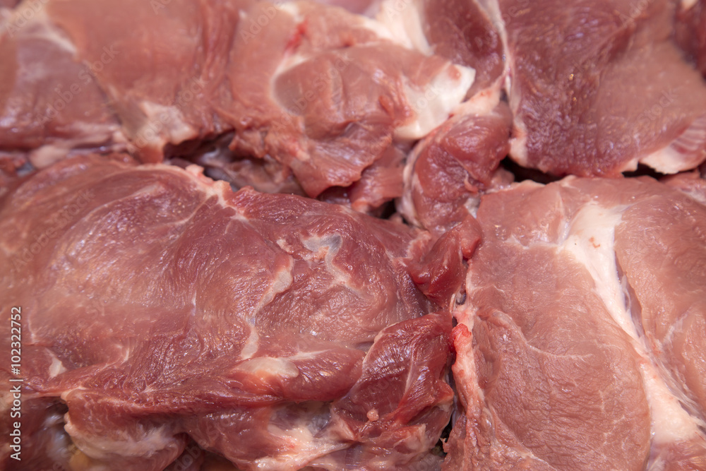 Full Frame Of Fresh Raw Meat On Market Place Full Frame Of Fresh Raw Meat On Market Place