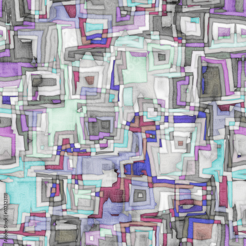 Seamless colourful abstract mosaic background pattern with fabric texture