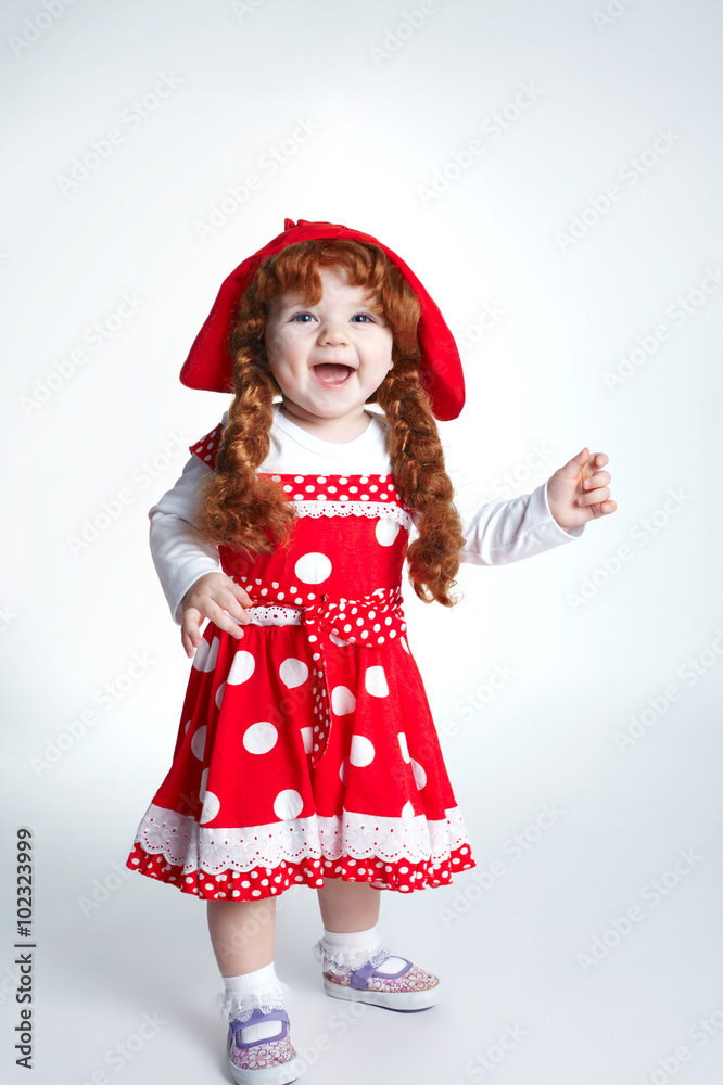curly red hair girl portrait