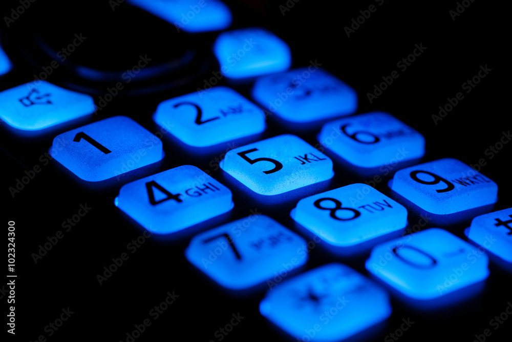 Phone buttons light up at night macro Phone buttons light up at night macro